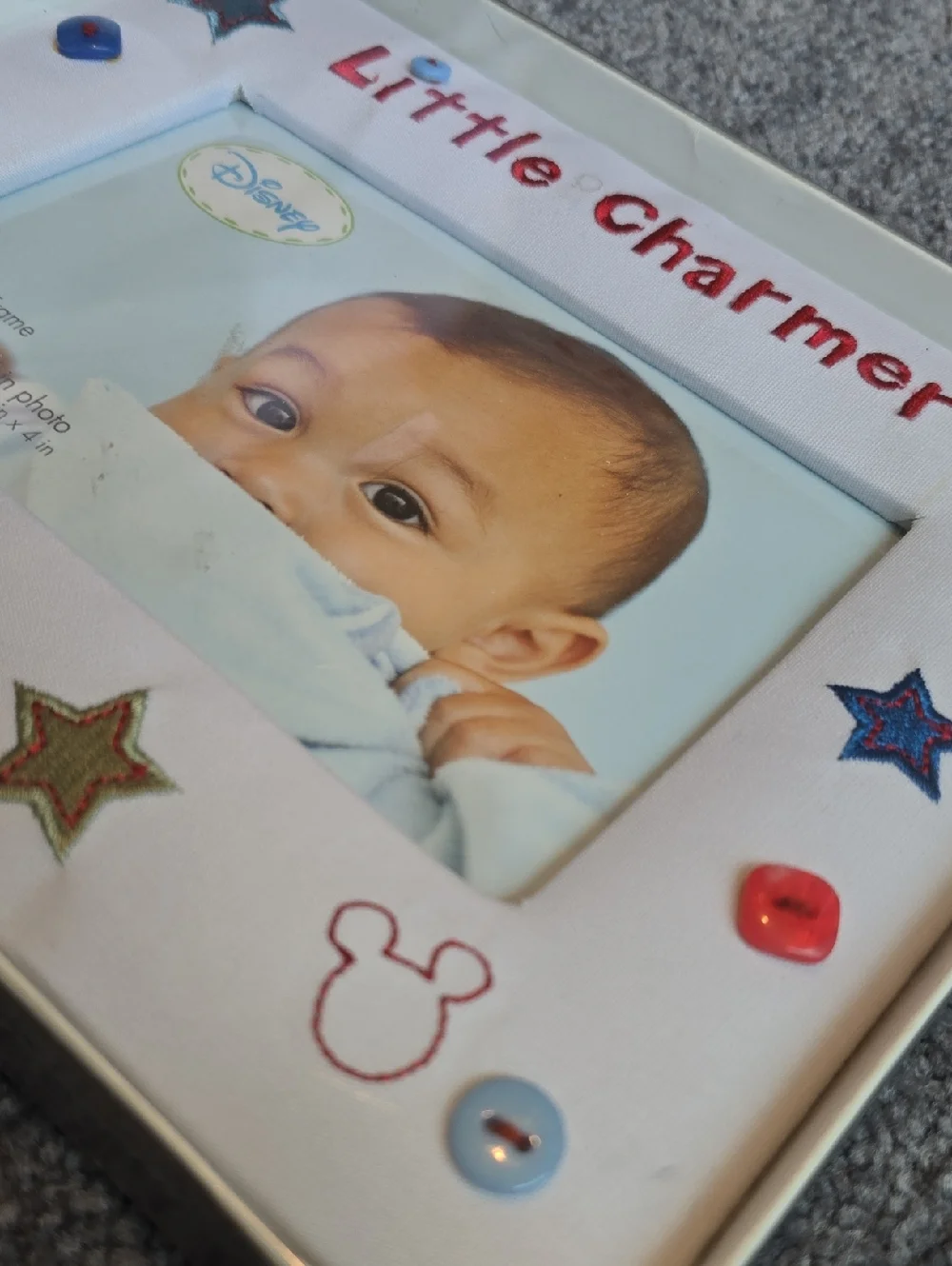 Disney Little Charmer White Fabric Baby Photo Frame New